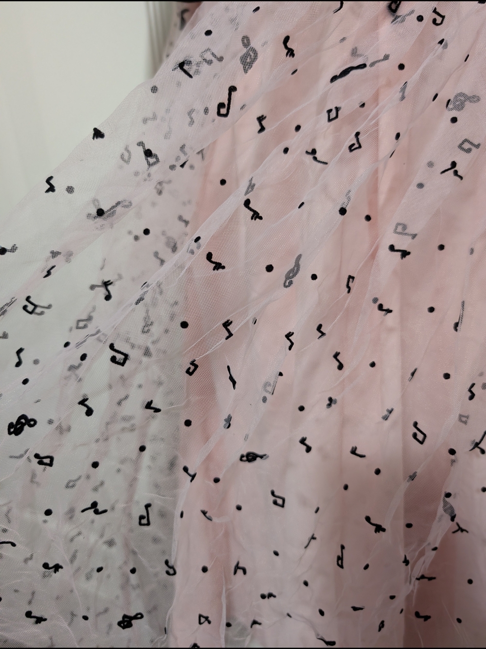 Unique Vintage Black Dress W/ Pink Tulle Musical Notes Bottom - Picture 2 of 4